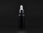 Preview: Schwarzglasflasche 30ml, mit Pipette silber