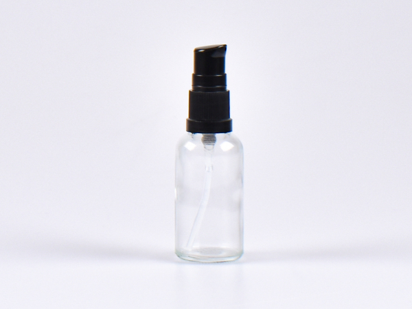 Klarglasflasche 30ml, mit Lotionspumpe Kunststoff