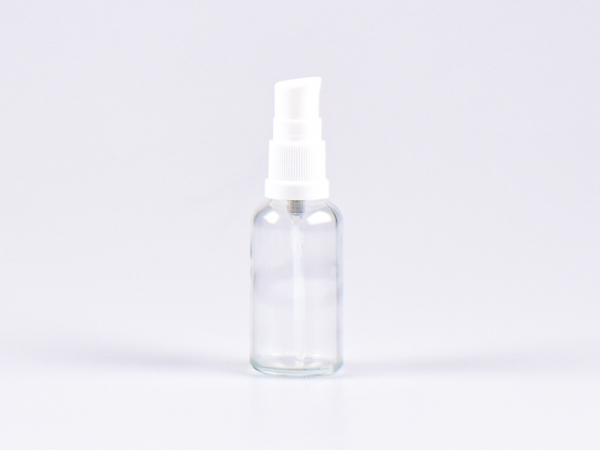 Klarglasflasche 30ml, mit Lotionspumpe Kunststoff