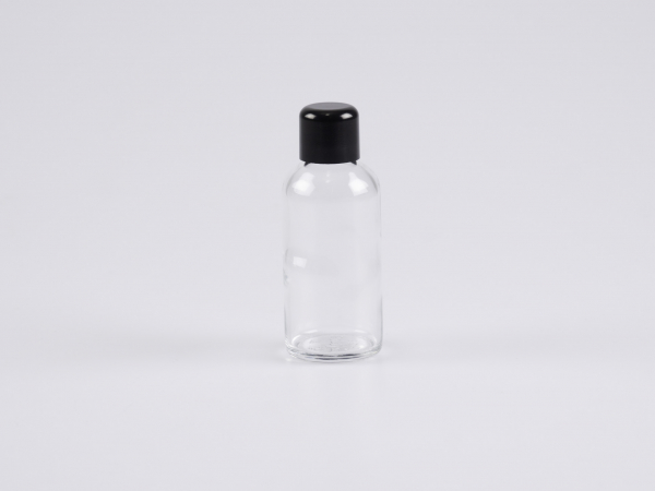 Klarglasflasche 50ml, mit Tropfmontur schwarz
