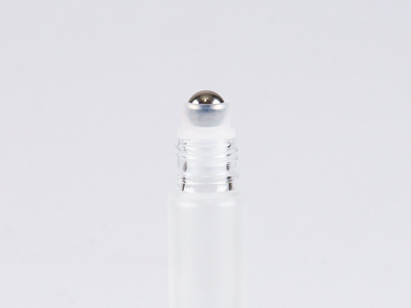 Roll-On-Flasche, säuremattiertes Glas,10ml, Deckel gold/silber