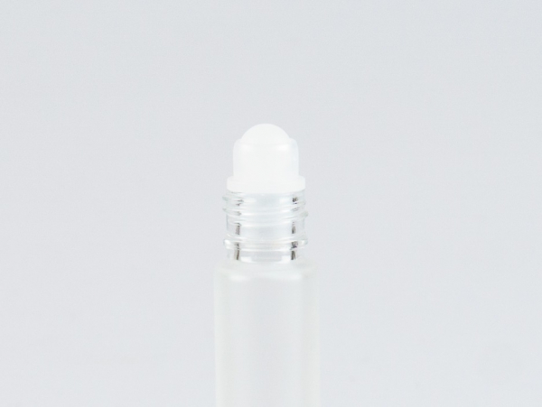 Roll-On-Flasche, säuremattiertes Glas,10ml, Deckel gold/silber