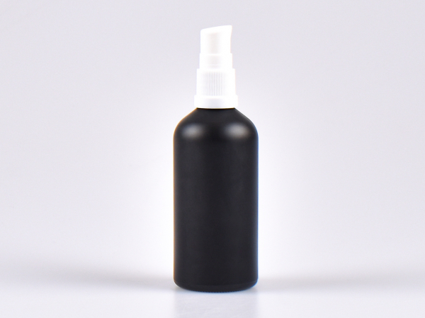 Schwarzglasflasche 100ml, mit Lotionspumpe Kunststoff