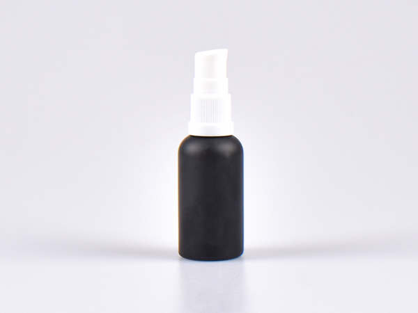 Schwarzglasflasche 30ml, mit Lotionspumpe Kunststoff