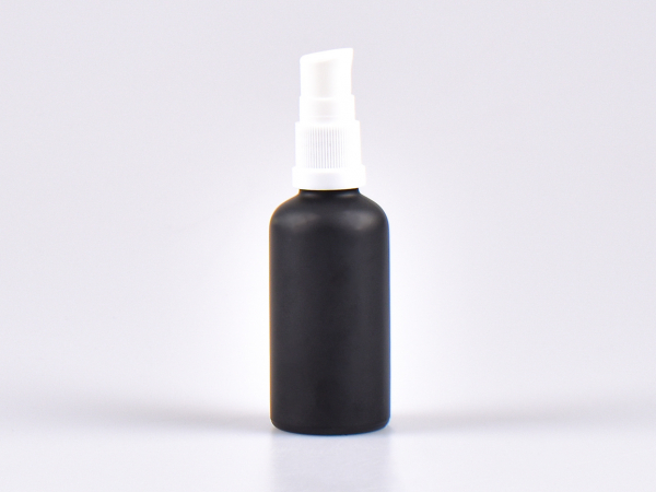 Schwarzglasflasche 50ml, mit Lotionpumpe Kunststoff