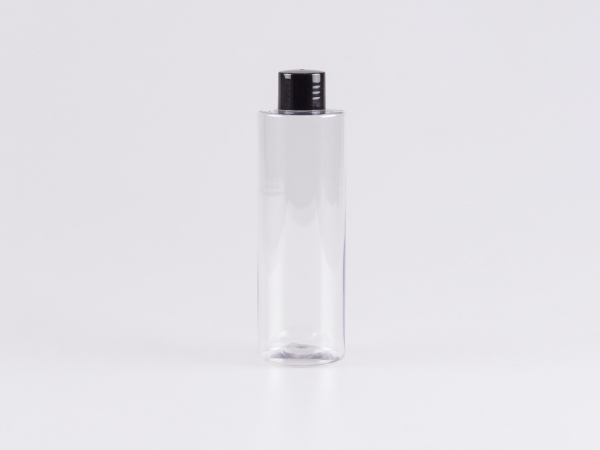 PET Flasche "Sharp" 250ml, mit Tropfmontur weiss/schwarz