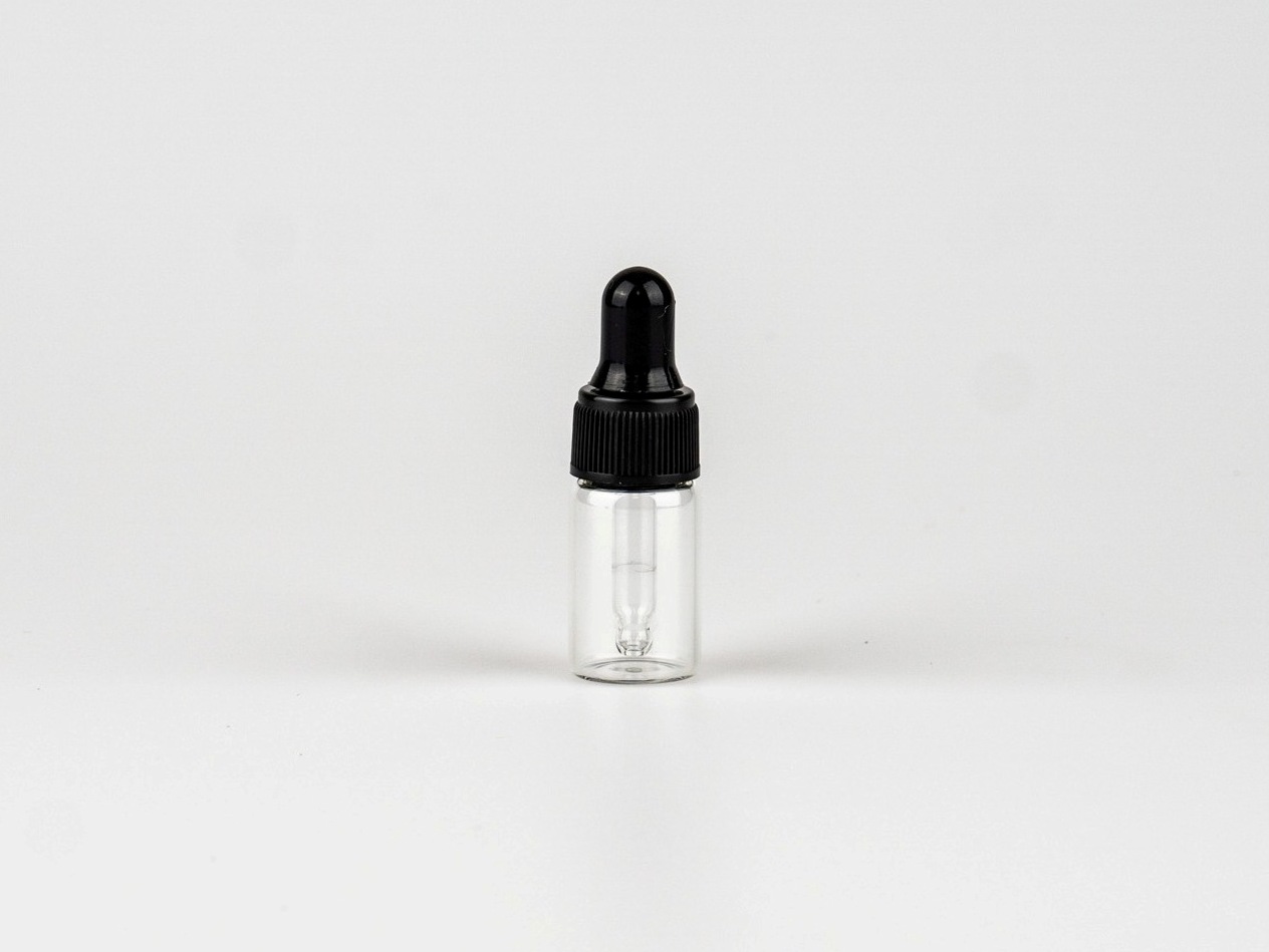 3ml Mini Glasflasche Klarglas schwarzer Verschluss