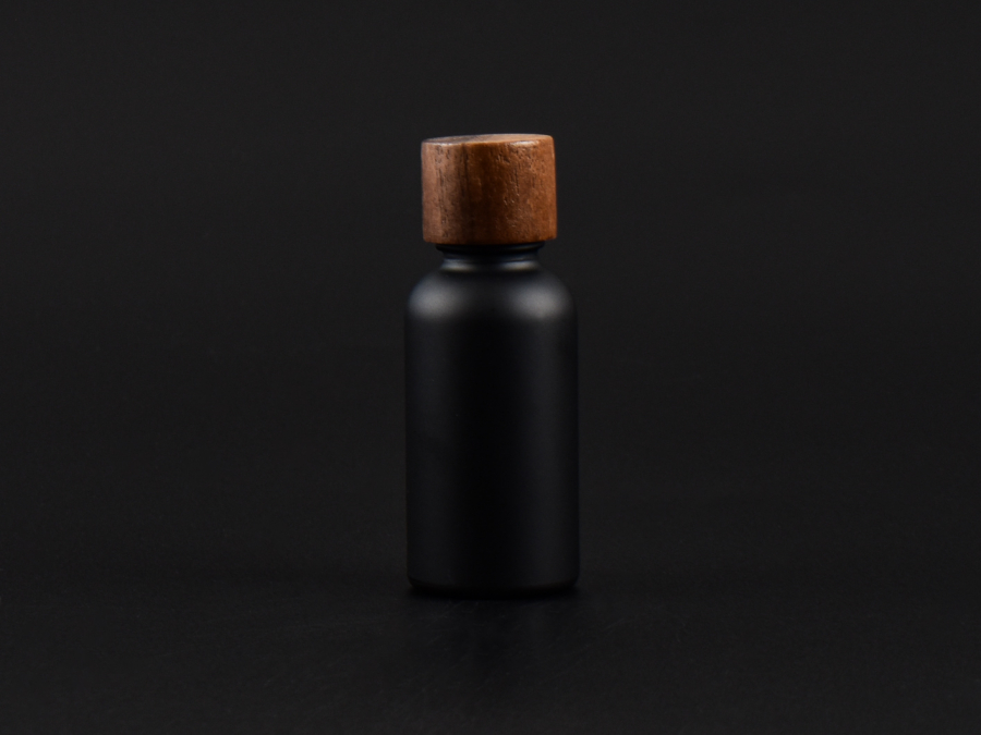 Schwarzglasflasche 30ml, mit Schraubverschluss Walnut