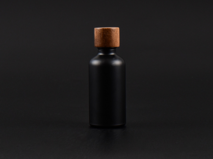 Schwarzglasflasche 50ml, mit Schraubverschluss Walnut