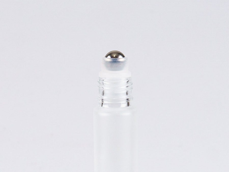 Roll-On-Flasche, säuremattiertes Glas,10ml, Deckel gold/silber