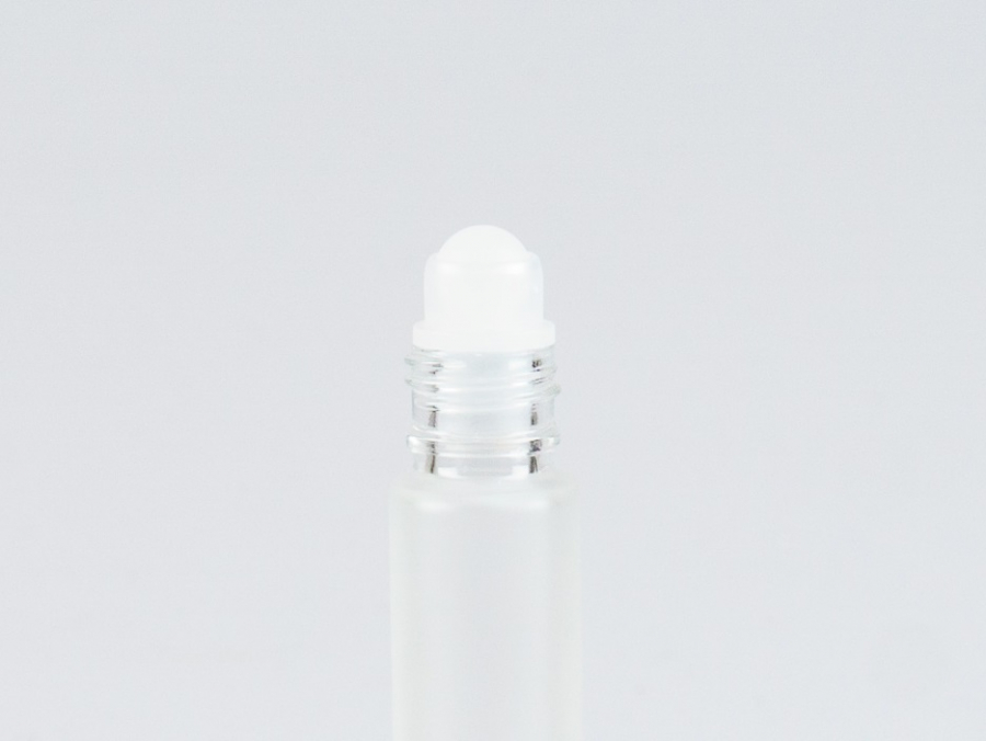 Roll-On-Flasche, säuremattiertes Glas,10ml, Deckel gold/silber