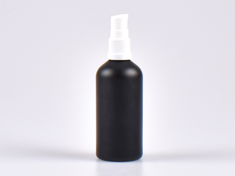 Schwarzglasflasche 100ml, mit Lotionspumpe Kunststoff