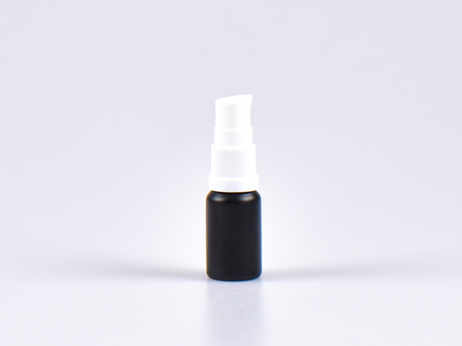 Schwarzglasflasche 10ml, mit Lotionspumpe Kunststoff