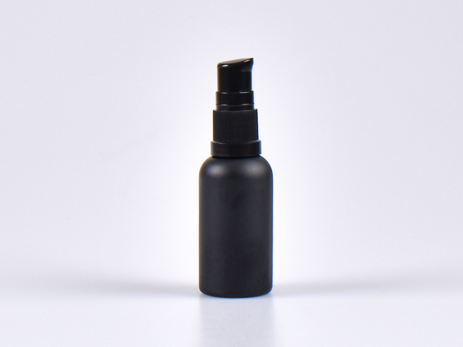 Schwarzglasflasche 30ml, mit Lotionspumpe Kunststoff