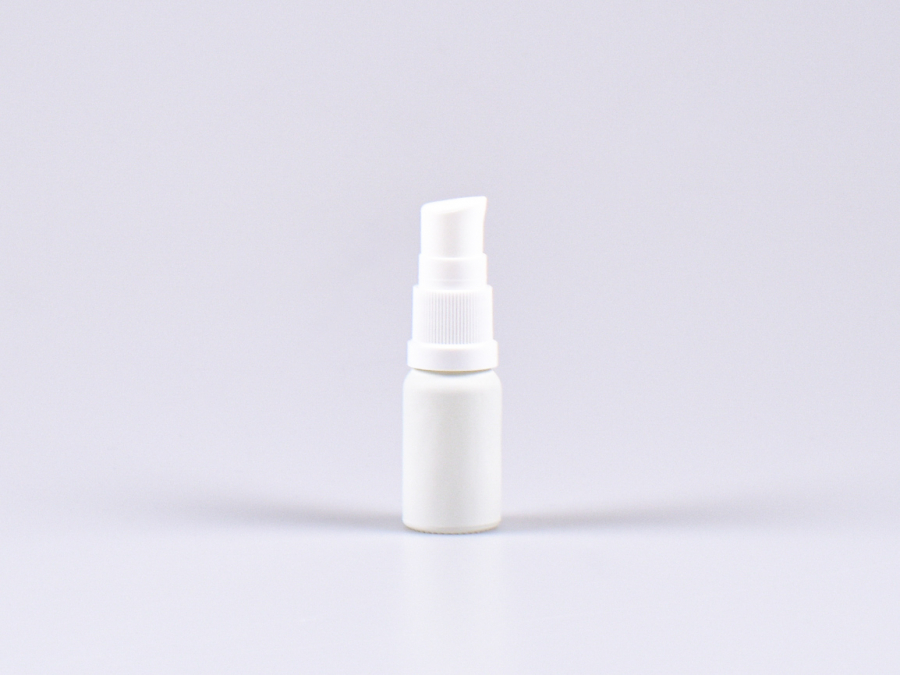 Weissglasflasche 10ml, mit Lotionspumpe Kunststoff