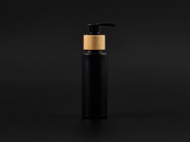 Flasche "Tara" 100ml, matt-schwarz, mit Dispenser Bambus
