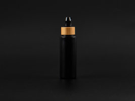 Flasche "Tara" 100ml, matt-schwarz, mit Lotionspumpe Bambus