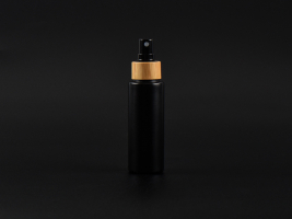 Flasche "Tara" 100ml, matt-schwarz, mit Zerstäuber Bambus