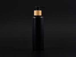 Flasche "Tara" 250ml, matt-schwarz, mit Dispenser Bambus