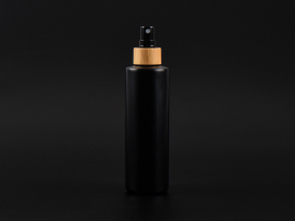 Flasche "Tara" 250ml, matt-schwarz, mit Zerstäuber Bambus