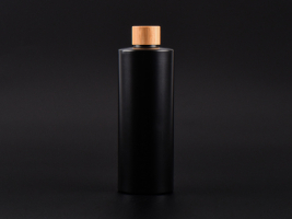Flasche "Tara" 450ml, matt-schwarz, mit Bambusdeckel