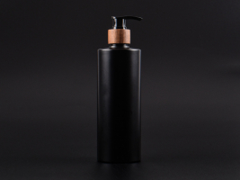 Flasche "Tara" 450ml, matt-schwarz, mit Dispenser Walnut