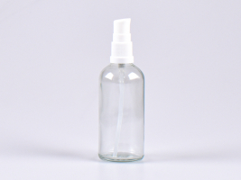 Klarglasflasche 100ml, mit Lotionspumpe Kunststoff