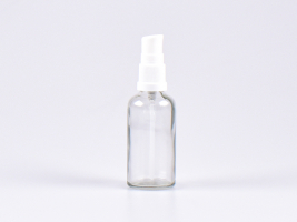 Klarglasflasche 50ml, mit Lotionspumpe Kunststoff